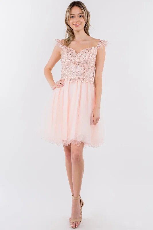 Midi dresses for womenEmbroidered Ruffle Short Homecoming Dress