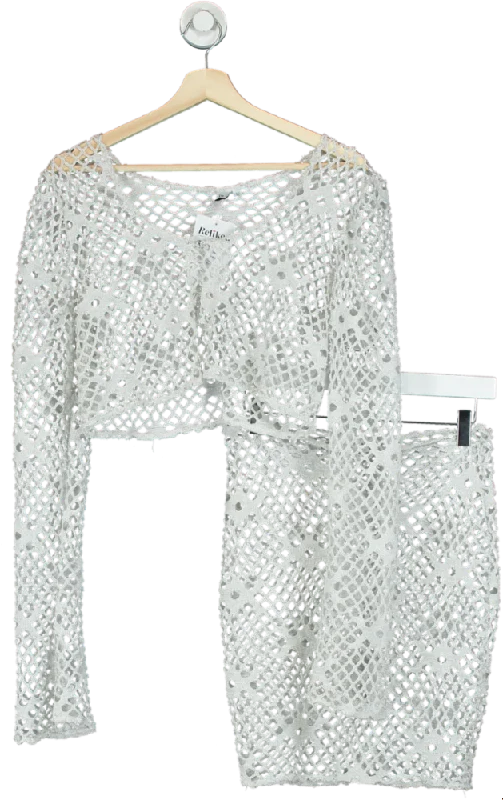 Burgundy women's sweaterBy Esme Rose White Crochet Knit Top and Skirt Set UK 10