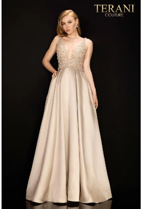 Long-sleeved dresses for womenTerani Couture 2011P1094 Illusion Beaded Prom Long Dress