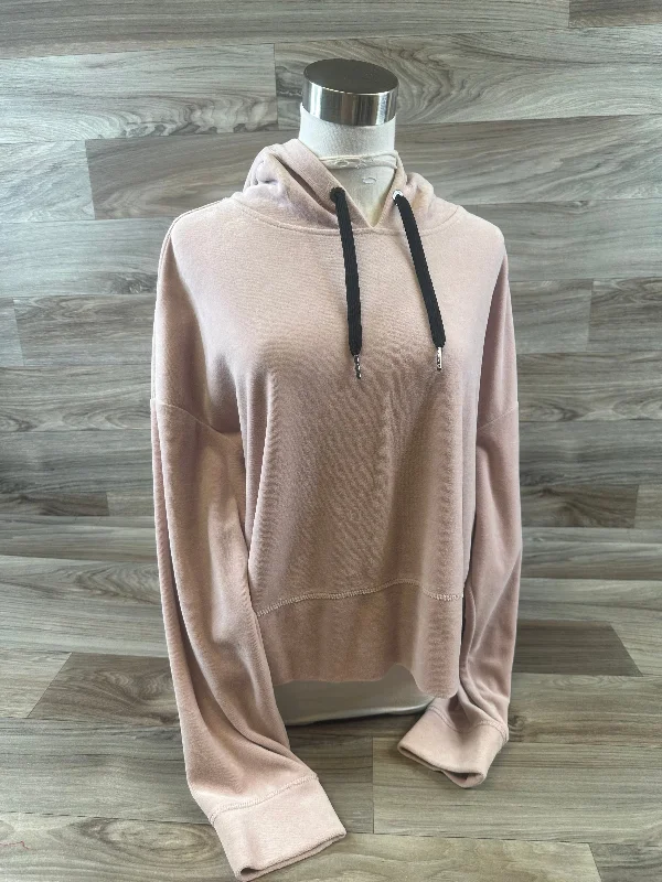 women's hooded tops with a turtle neck and thumbholesAthletic Sweatshirt Hoodie By Calvin Klein Performance In Pink, Size: L