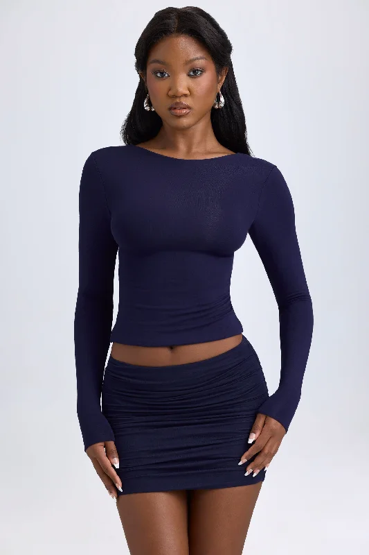 Shift dresses for womenModal Ruched Mid-Rise Mini Skirt in True Navy