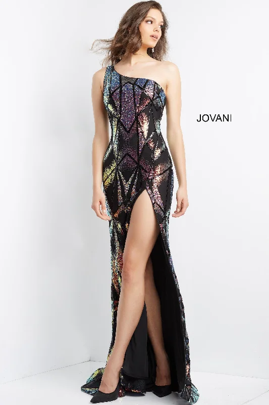 Vintage-inspired dresses for retro fashion loversJovani 06417 One Shoulder Sexy Evening Dress