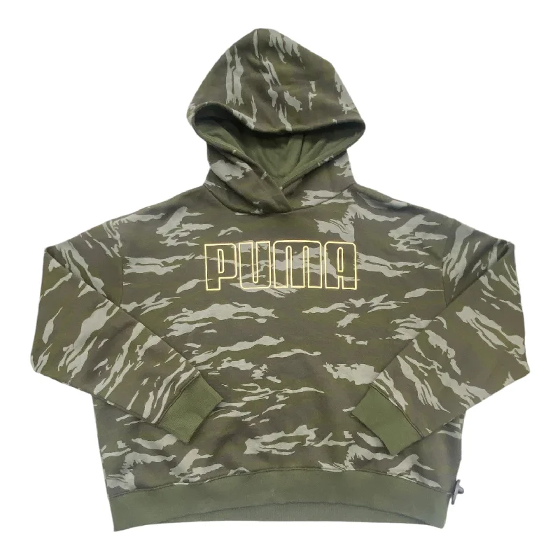 women's hooded sweatshirts with fleece liningSweatshirt Hoodie By Puma In Camouflage Print, Size: Xl