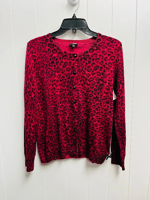 Gym women's sweaterSweater Cardigan By Talbots In Black & Red, Size: L