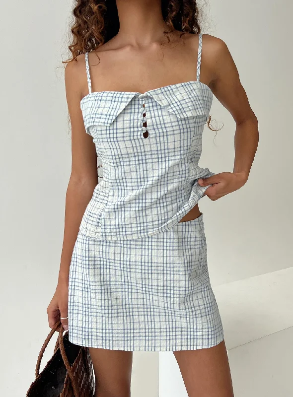 Ruched dresses for womenOlivine Skort Blue / White Check