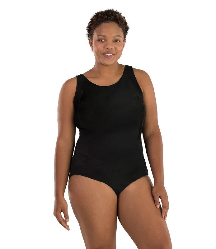 swimsuit with a high waistbandAquaSport™ Princess Seam Tanksuit Black