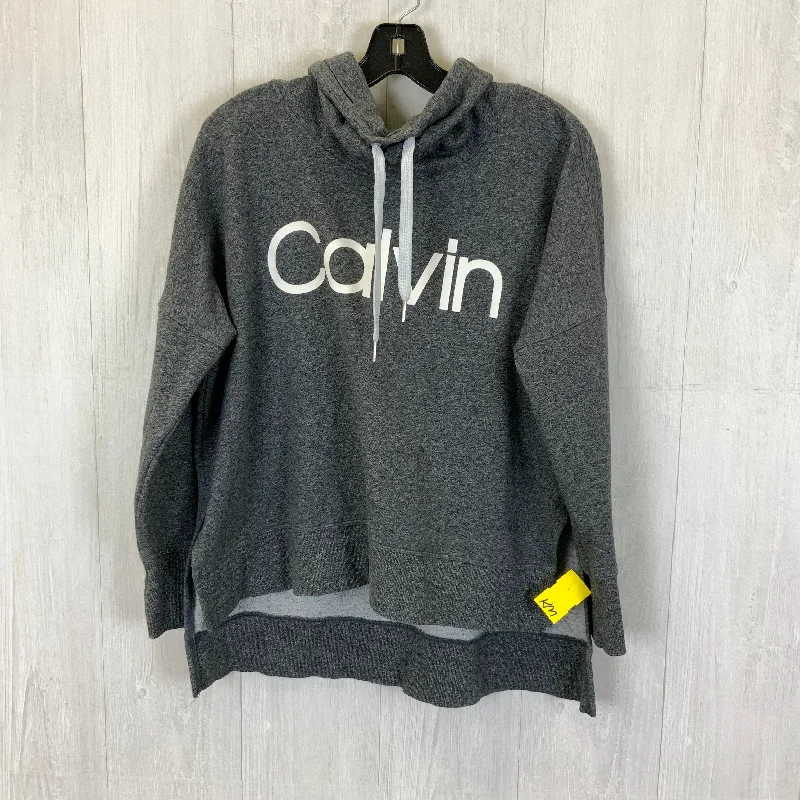 women's hooded sweatshirts with a full-length designSweatshirt Hoodie By Calvin Klein In Grey, Size: L