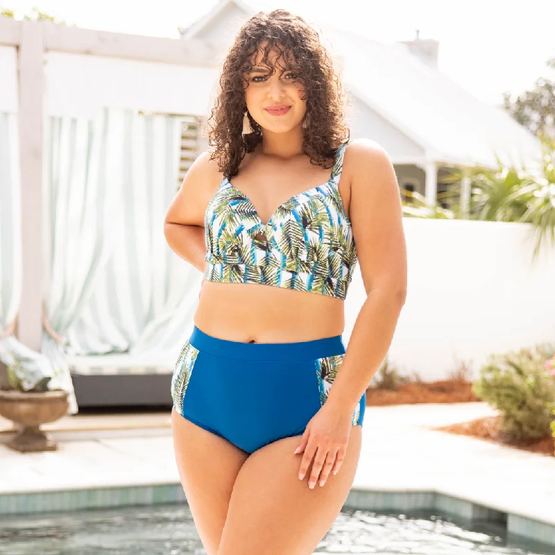 swimsuit with built-in braYou, Me And The Sea Swim Top, Blue Floral