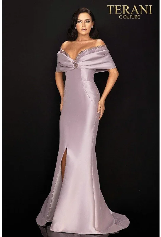 Winter dresses for cold weatherTerani Couture 2011M2138 Mikado Off Shoulder Long Formal Gown