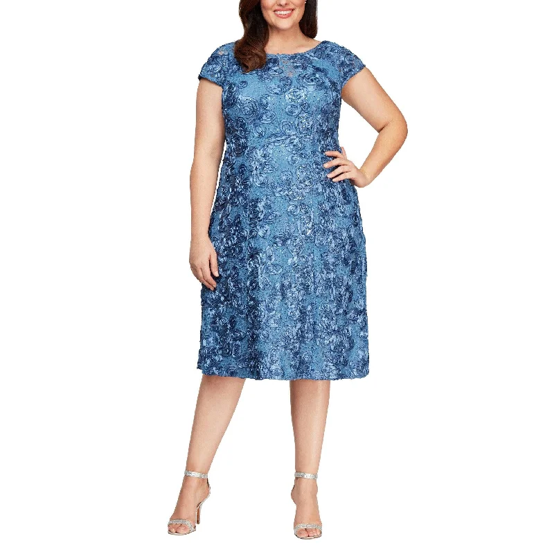 Sustainable dresses for eco-conscious womenAlex Evenings AE4121570 Short Plus Size Lace Dress