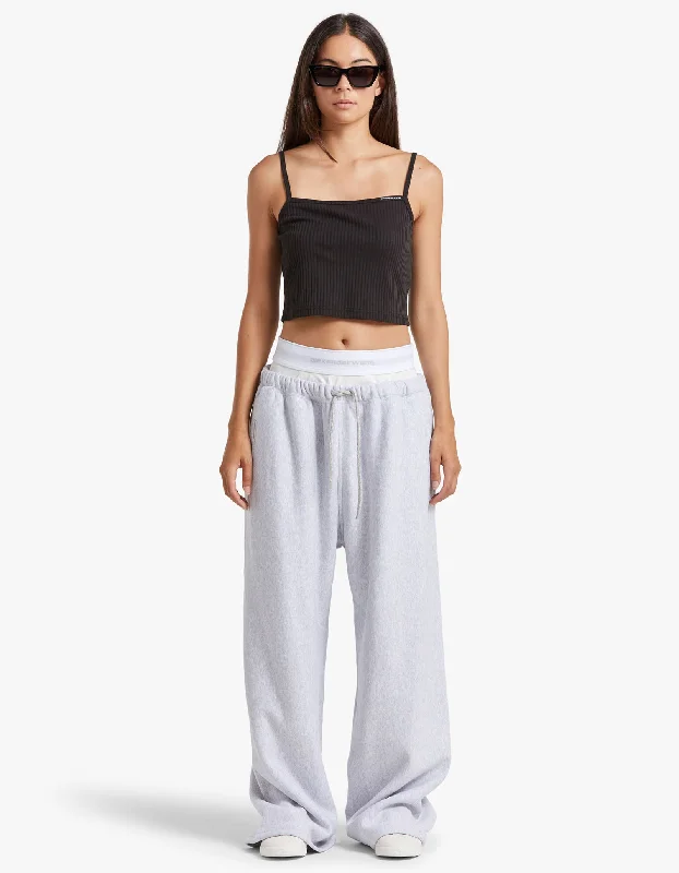 Shift dresses for womenWide Leg Sweatpant W/ Logo Elastic Exposed Brief - Light Heather Grey