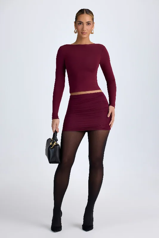 Fit-and-flare dresses for womenModal Ruched Mid-Rise Mini Skirt in Wine Red