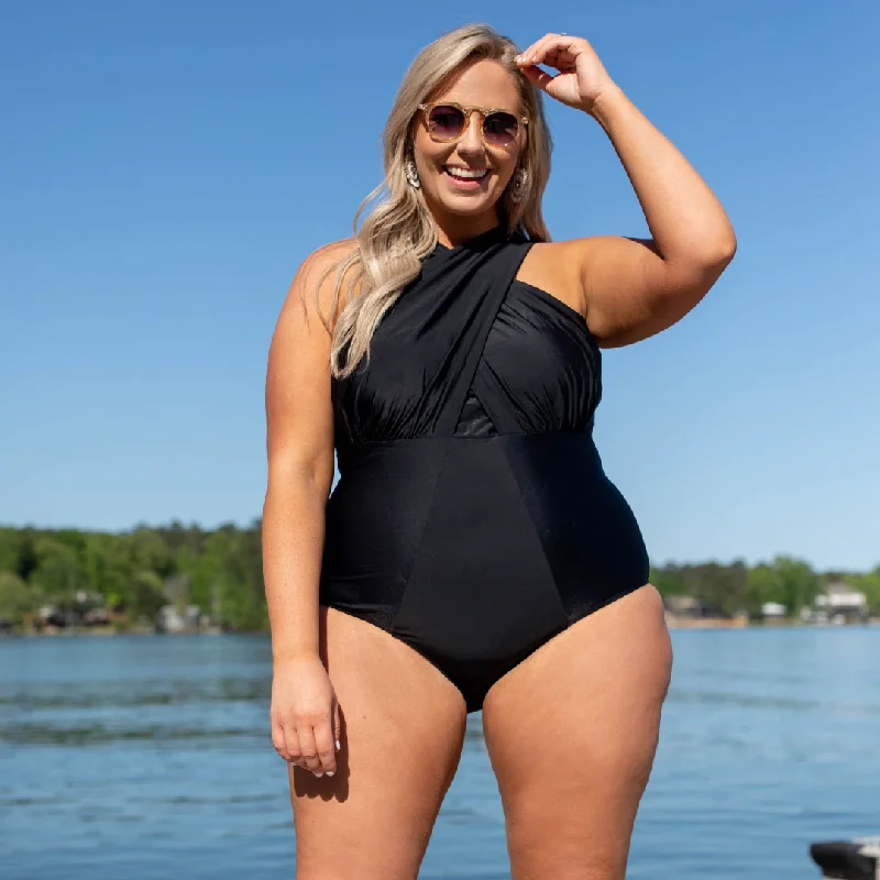 swimsuit with a ruched bodiceSandy Beach Swimsuit, Black