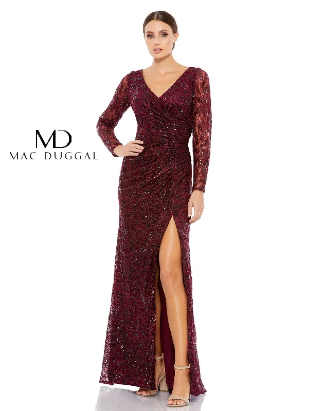 Petite dresses for womenMac Duggal 12412 Long Sleeve Formal Evening Dress