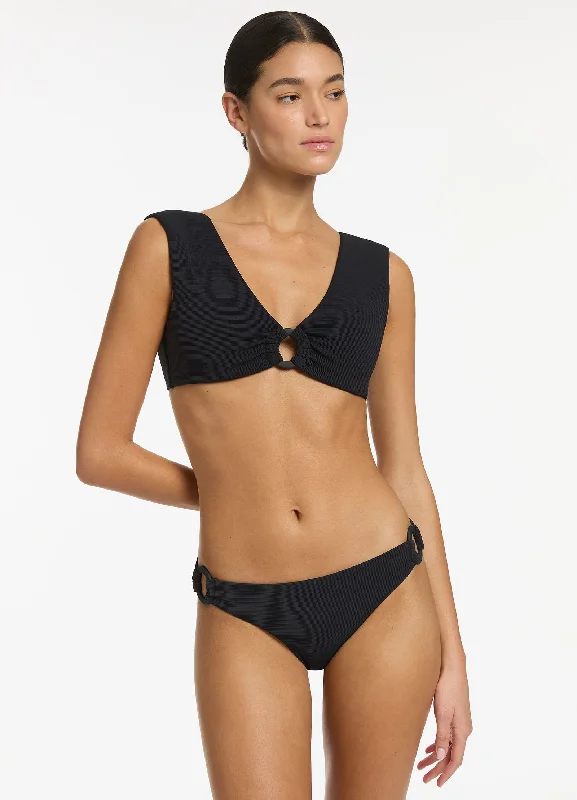 swimsuit with underwire supportIsla Rib Wide Strap Top - Black