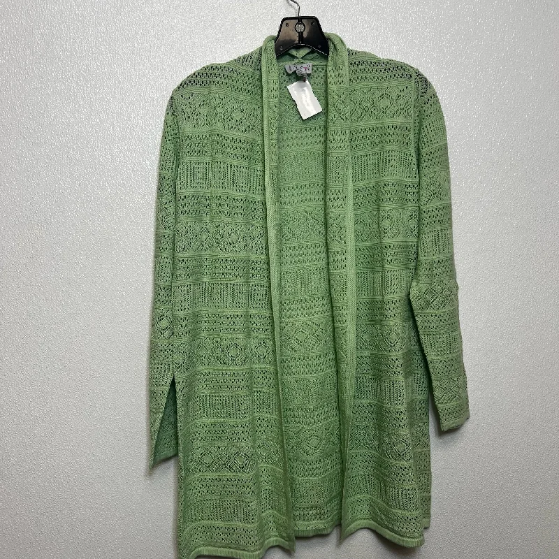 Watercolor print women's sweaterCardigan By Joan Rivers In Green, Size: Xs