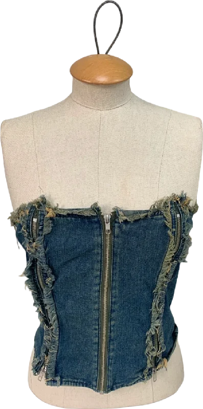 Chunky knit women's sweaterMars The Label Blue Denim Strapless Top UK S/M