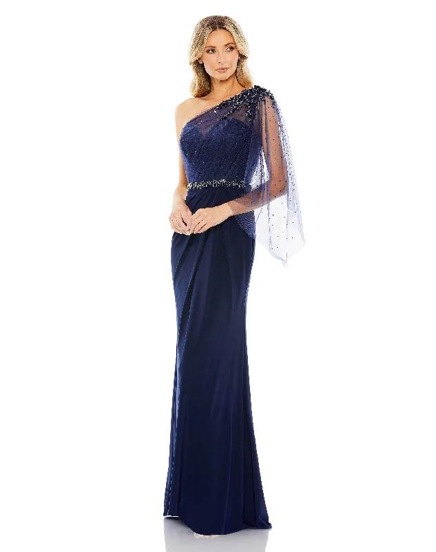 A-line dresses for womenMac Duggal 79392 Long Formal One Shoulder Dress