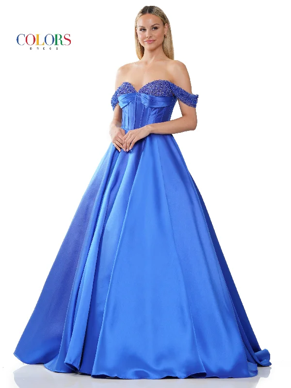 Statement dresses for making a fashion statementColors 3191 Long Off Shoulder Mikado Prom Ball Gown