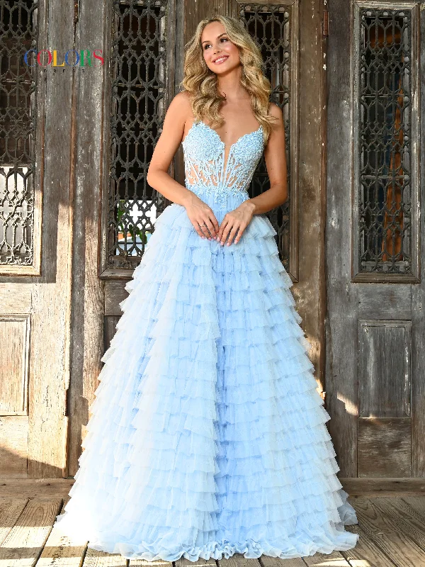 Short and sweet dresses for womenColors 3219 Prom Long Spaghetti Strap Beaded mesh ball Gown