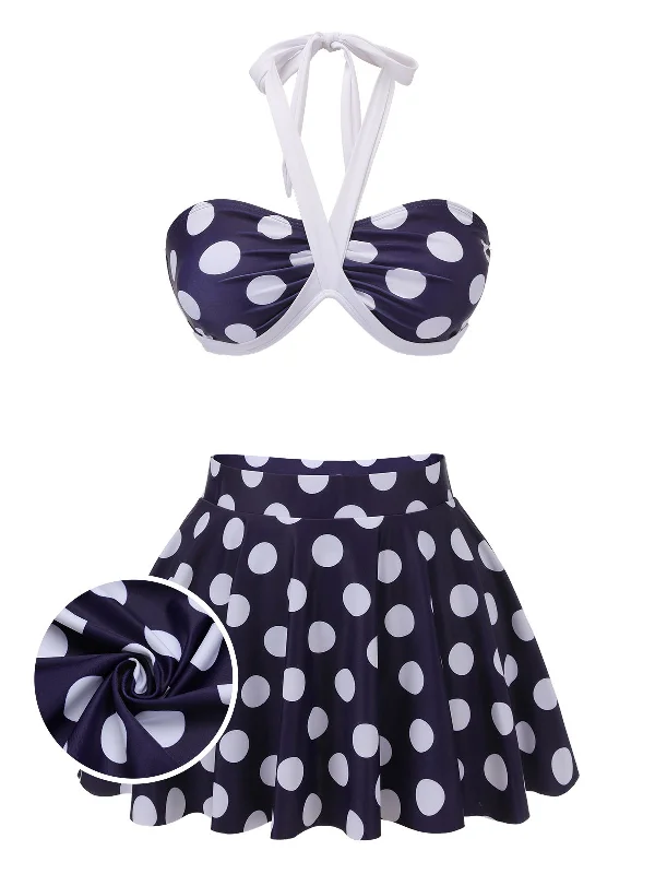 swimsuit for triathlonNavy Blue 1940s Polka Dot Halter Swimsuit