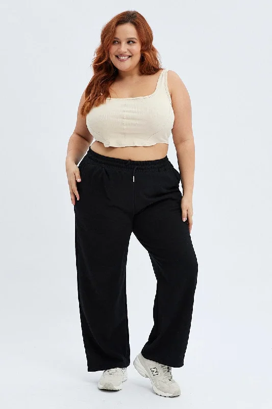 Embellished women's shortsBlack Wide Leg Jogger Pants