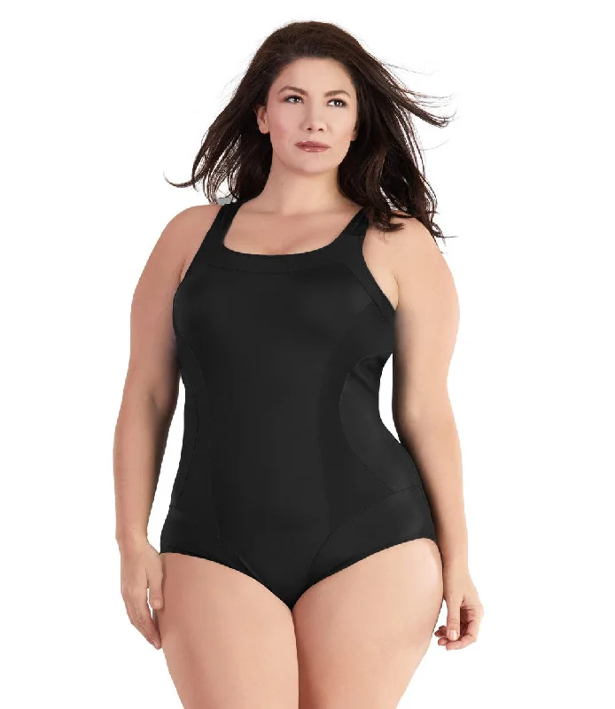 elegant swimsuitQuikEnergy Color Block Tank Suit Black