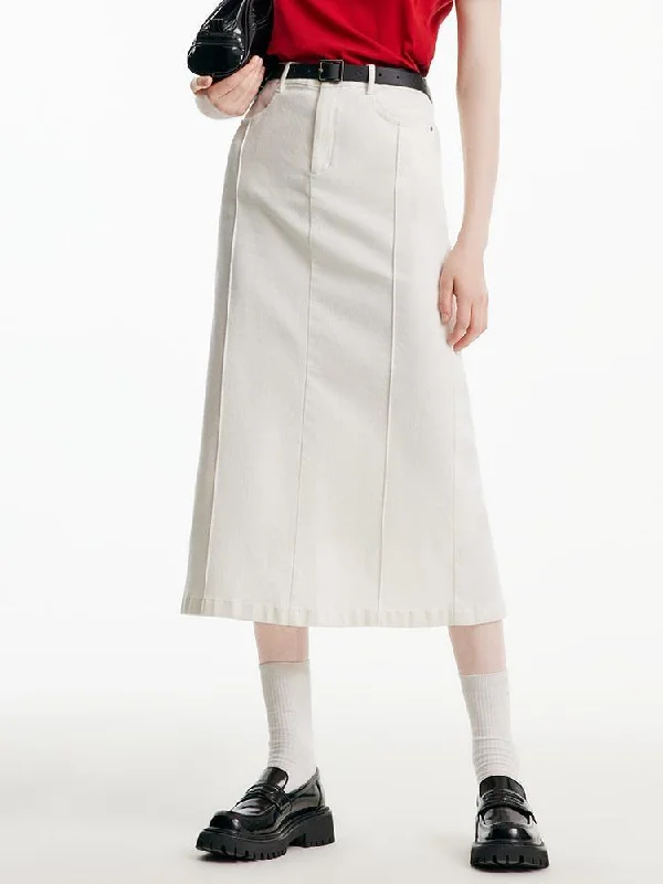 Running shorts for womenSplit White Denim Long Skirt With Belt