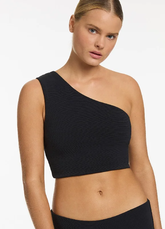 tankini swimsuitIsla Rib Wide Shoulder Top - Black