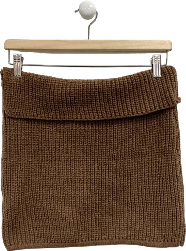 Sustainable women's sweaterPretty Little Thing Brown Chunky Knit Fold Over Mini Skirt M