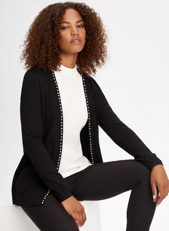 Dressy women's sweaterRhinestone & Pearl Detail Cardigan