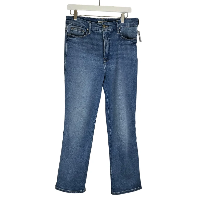 Jeans with a raw hem for an unfinished and rugged lookJeans Straight By Good American In Blue Denim, Size: 8