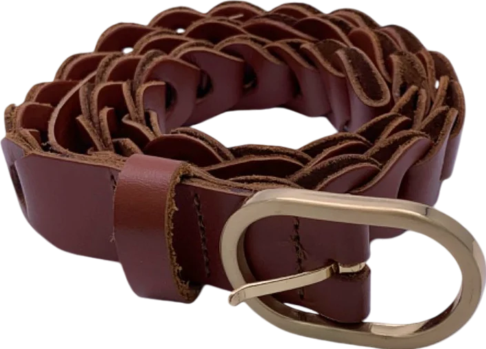 Elegant women's sweaterM&S Brown Woven Leather Belt XS