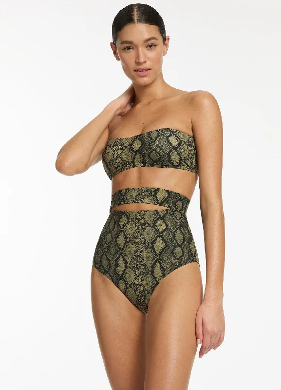 swimsuit with a metallic shinePython Minimal Bandeau Bikini Top - Olive