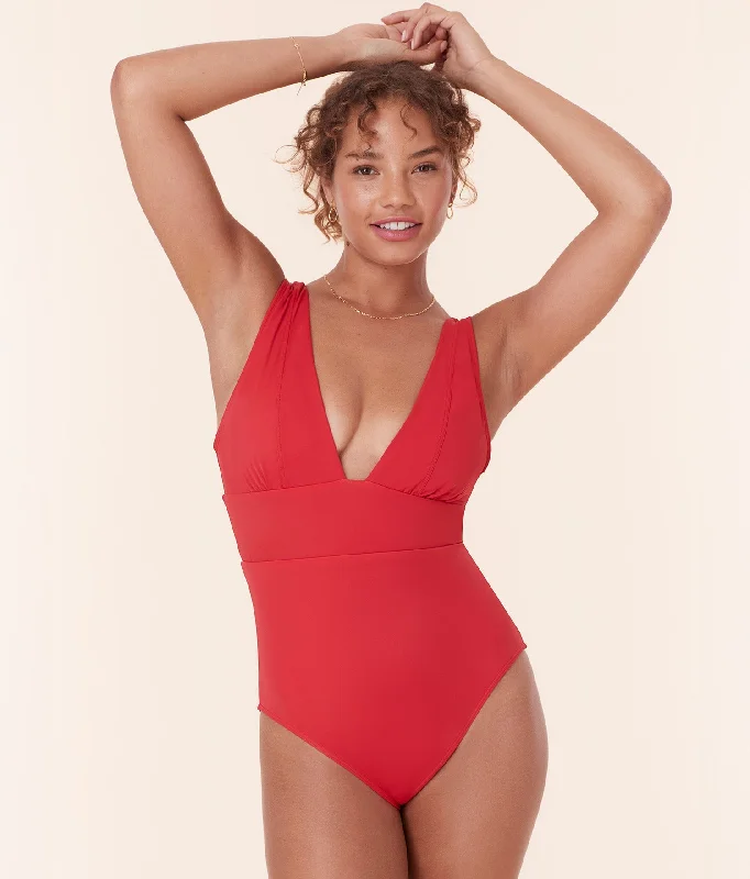 swimsuit for honeymoonThe Mykonos One Piece - Eco Nylon - Cherry Red - Long Torso