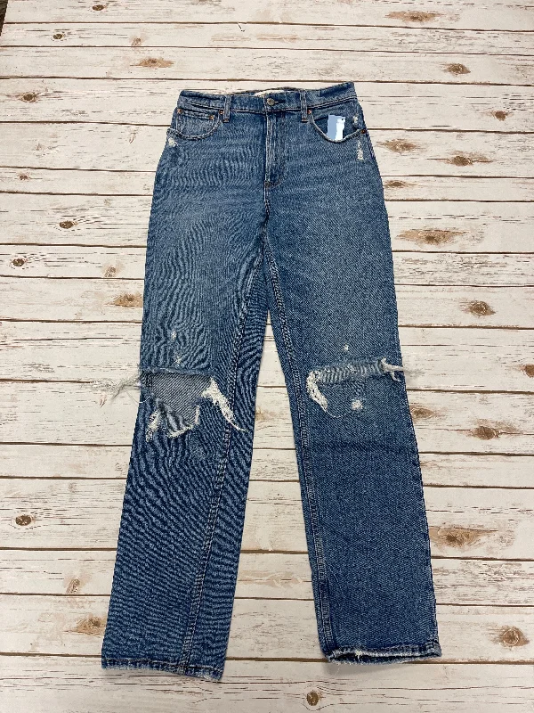 Bootcut jeans with embroidery at the hemsJeans Straight By Abercrombie And Fitch In Blue Denim, Size: 4