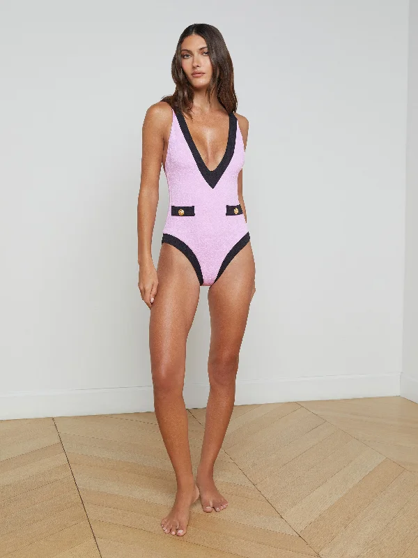 swimsuit with a bow detailLisa Plunge One-Piece Swimsuit