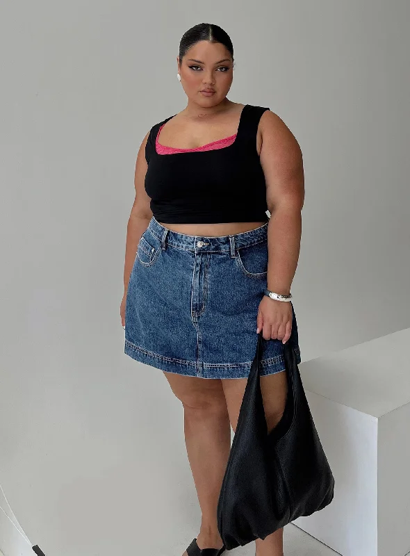 Godet skirts for womenGazelle Denim Skort Mid Wash Curve