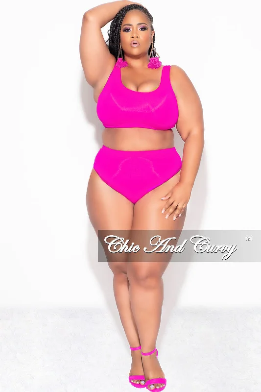 swimsuit for honeymoonFinal Sale Plus Size Bikini Set in Neon Pink