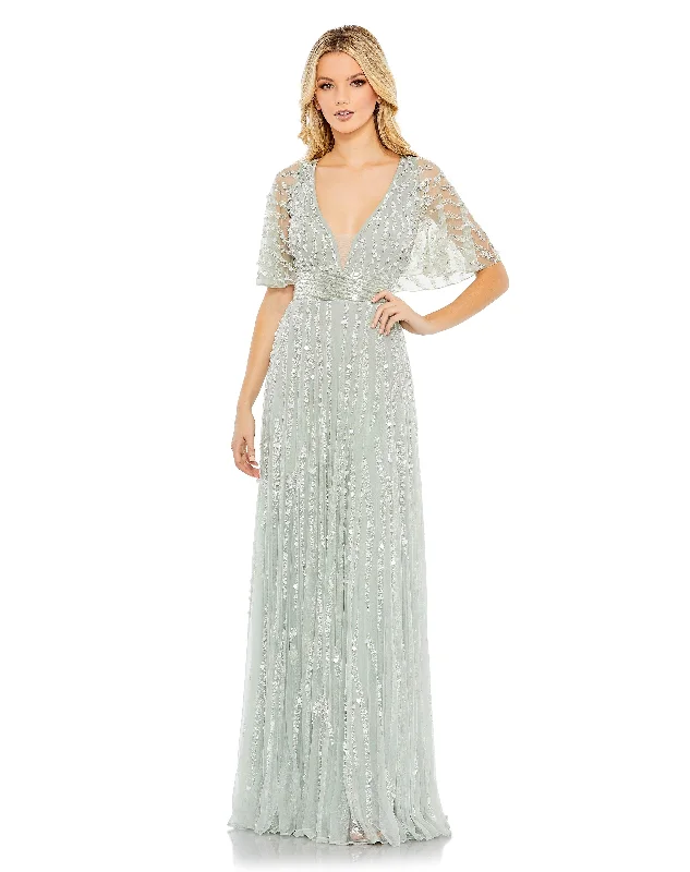 Mother-of-the-bride dressesMac Duggal 93784 Long Formal Cape Sleeve Dress