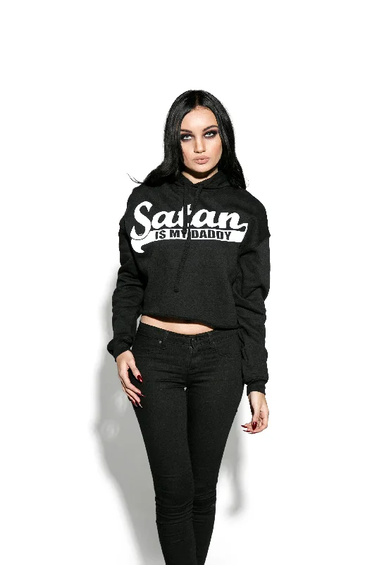 women's hooded pullovers for gym sessionsSatan Is My Daddy - Women's Cropped Hoodie