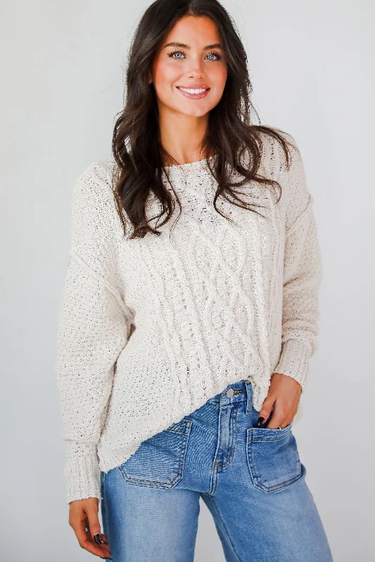 Sequined women's sweaterModern Comfort Natural Cable Knit Sweater