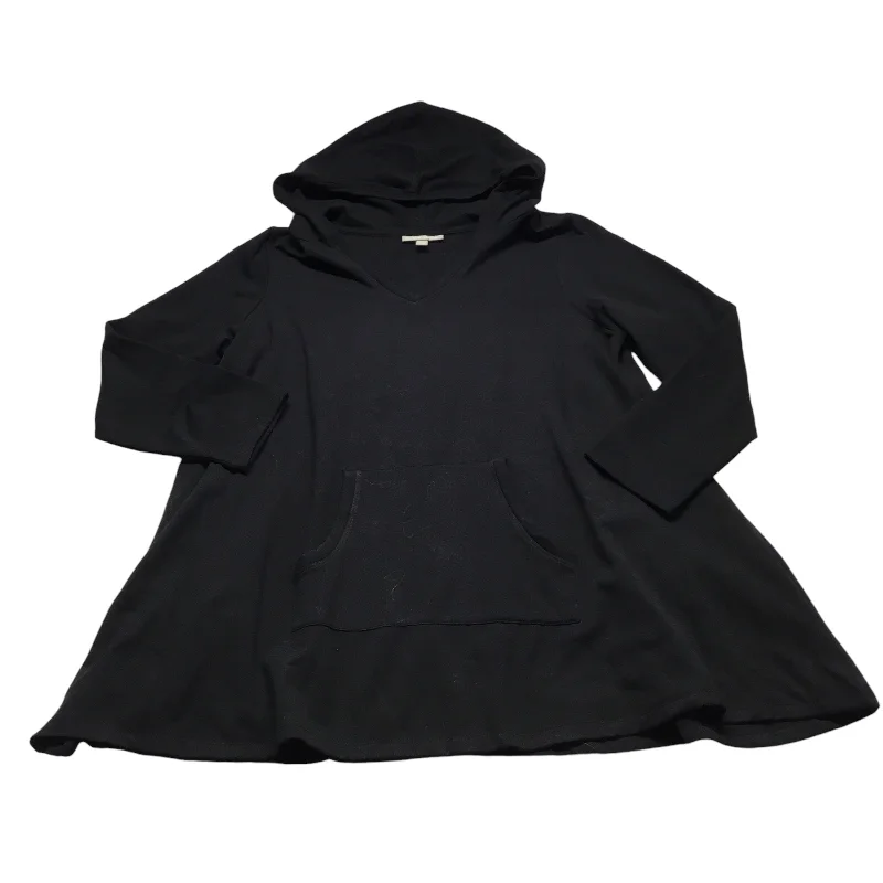 women's hooded tops with kangaroo pocketsSweatshirt Hoodie By Woman Within In Black, Size: L