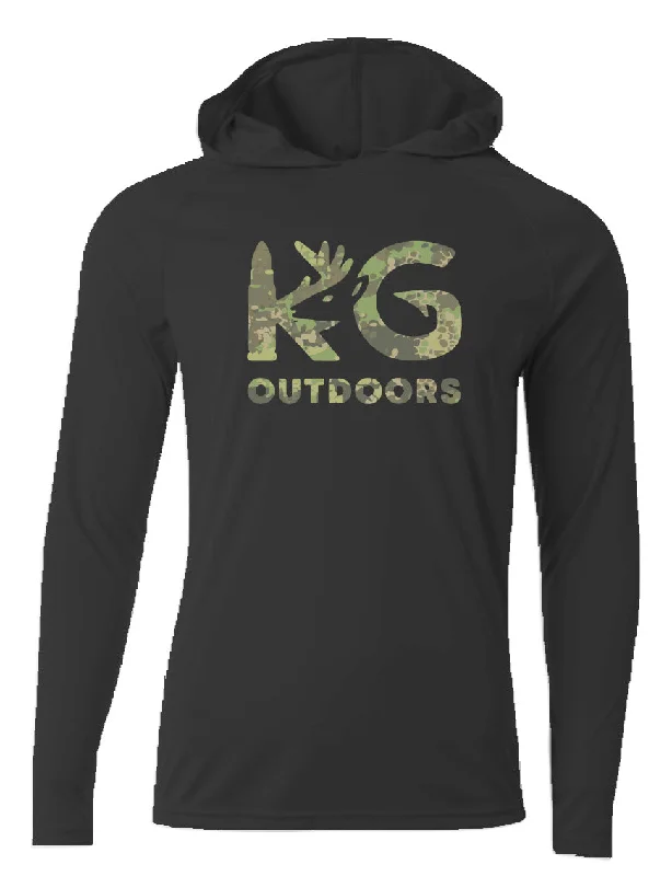 women's hooded jumpers with a smooth exteriorBlack Camo KG Lightweight Hooded Shirt