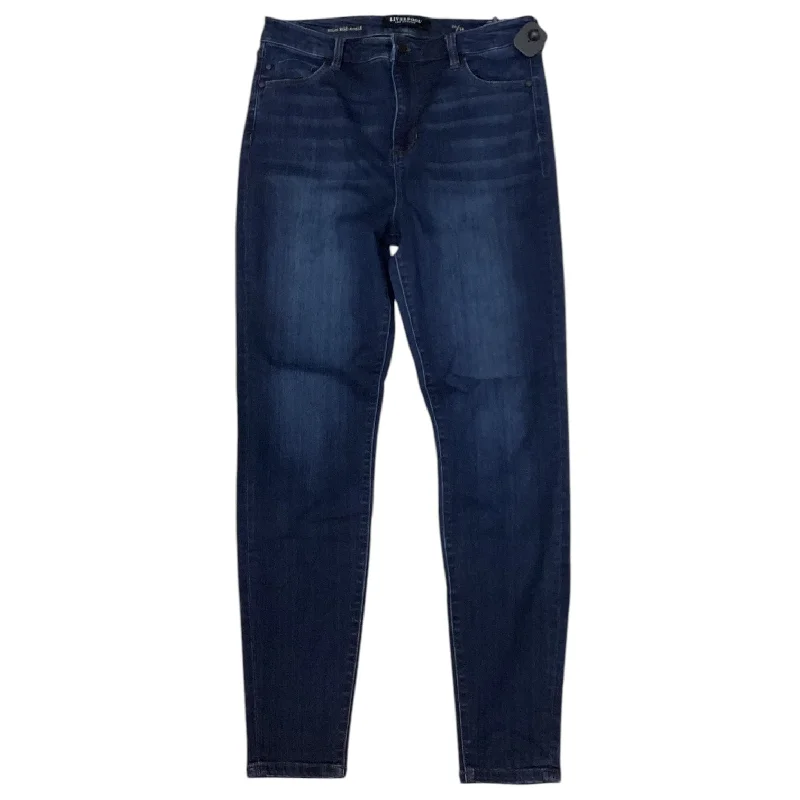 Dark denim jeans with subtle cat-eye fadesJeans Designer By Liverpool In Blue Denim, Size: 14