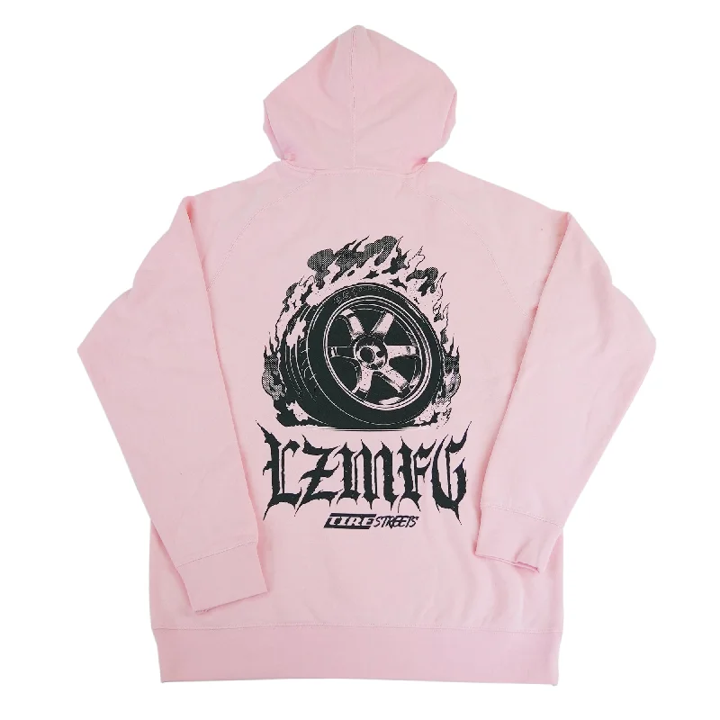 women's hooded jumpers with patchwork designsTire Fire Hoodie (Pink)