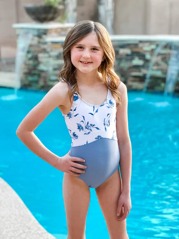 lady's swimsuitThe Mini Sailor | Ocean Blue Floral