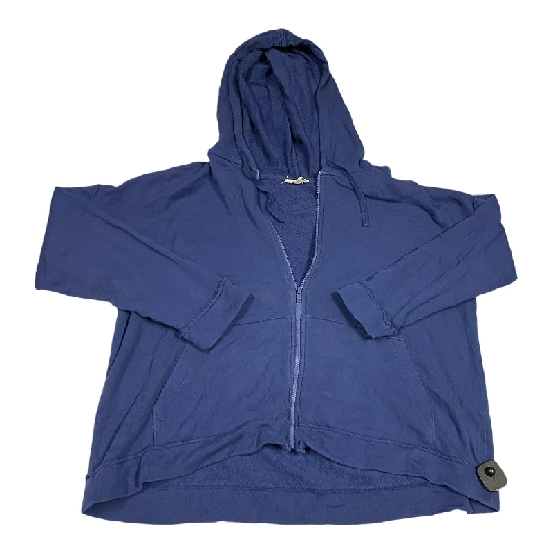 women's hooded jumpers with a distressed lookSweatshirt Hoodie By Eileen Fisher In Blue, Size: Xl