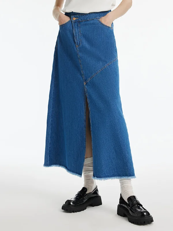 Spring-colored women's pantsDenim Asymmetrical Slit Women Skirt