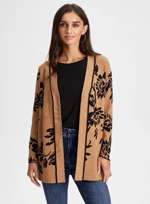 Earth-tone women's sweaterFloral Print Cardigan